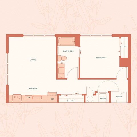 The Warren in Spokane, WA One Bedroom D Floor Plan
